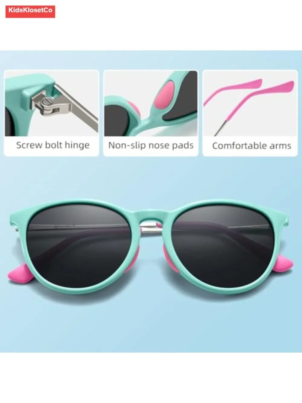 Kids Vintage Round Polarized Sunglasses UV400 Protection 5-12